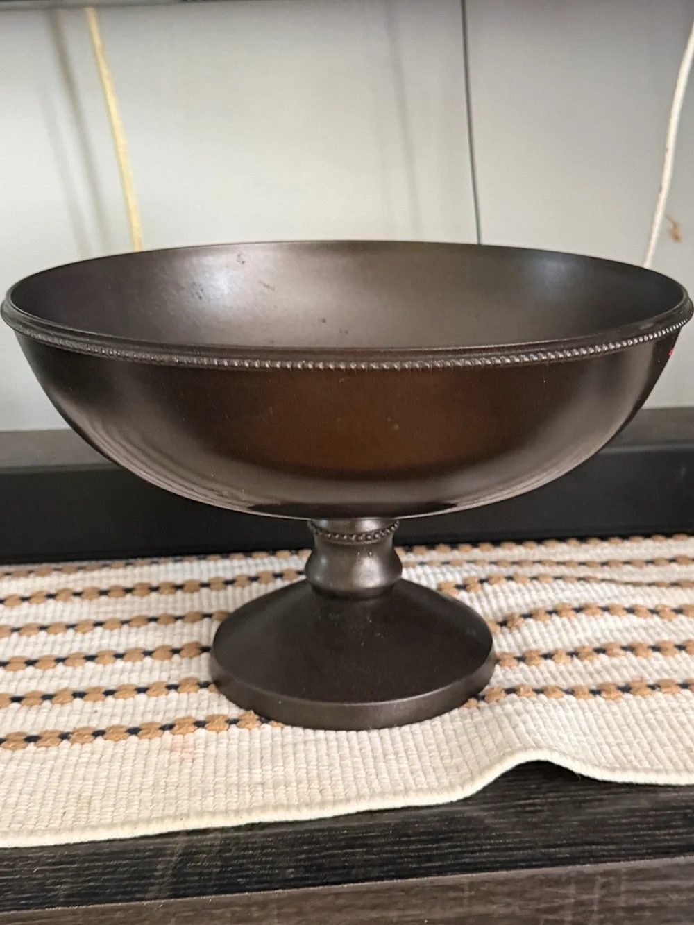 Small pottery barn Pedestal Bowl — Dark Bronze Decorative Centerpiece